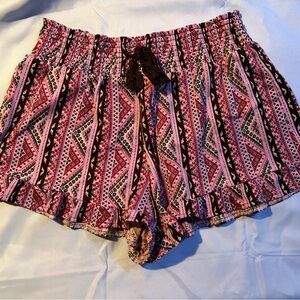 No Boundaries Pink and Black Patterned High Waist Shorts